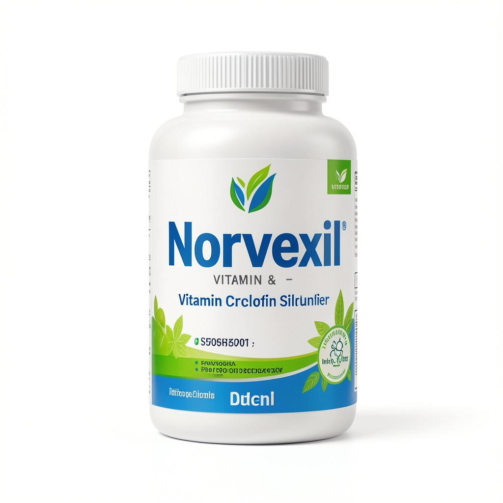 Norvexil daily supplement capsule bottle, 60 capsules, front view